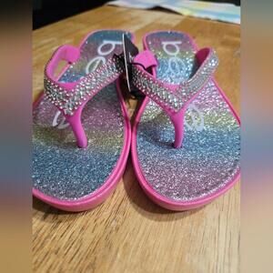 Bebe Glittery Pink and Silver Sandals